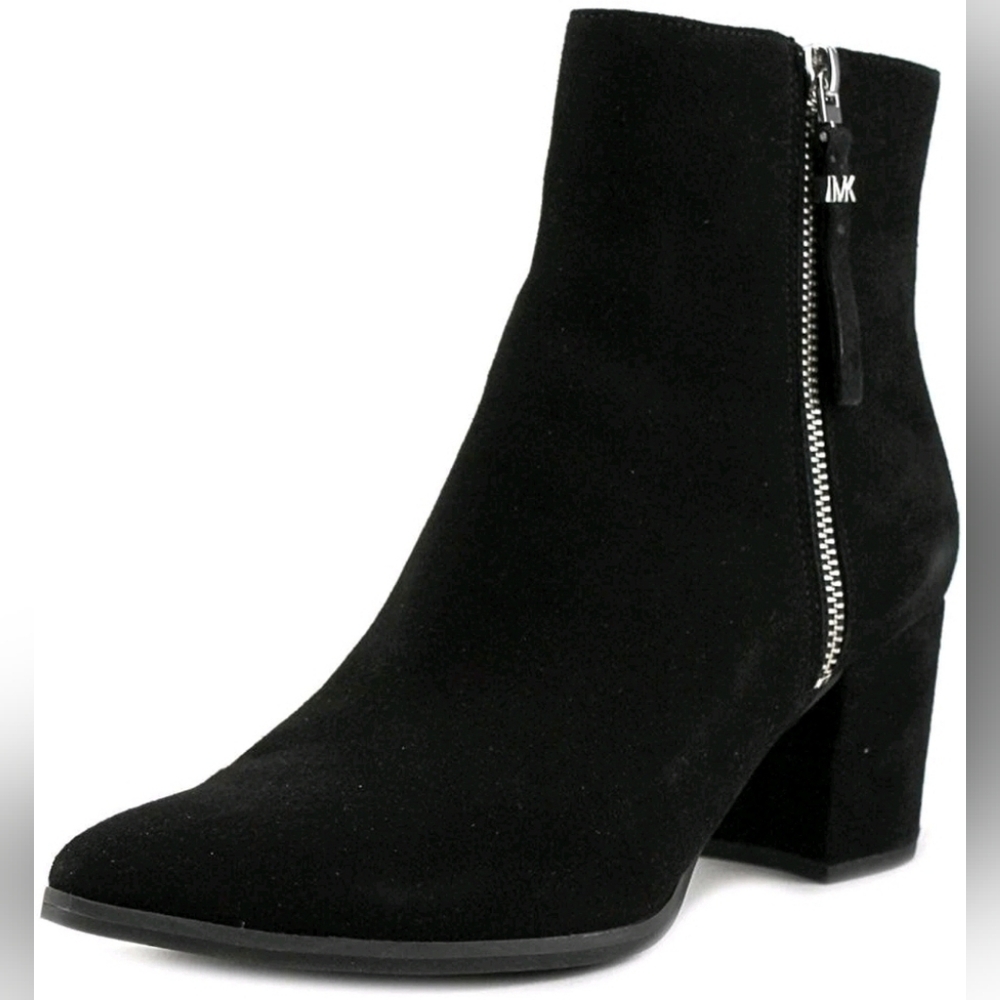 Michael Kors MK Designer Dawson Black Suede Zip Up Ankle Booties Size 5.5 - Picture 2 of 8